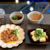 今夜の娘の晩酌ごはん🏮🍺

⚫︎鶏肉のチーズ焼き
⚫︎一口揚げ出し豆腐
⚫︎山葵納豆
⚫︎舞茸ととろろ昆布のお吸い物